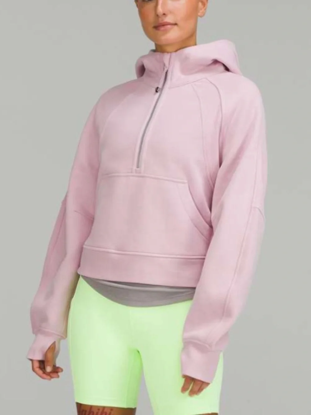 Lululemon Women XS/S Pink Peony Athletic Scuba Oversized Half-Zip Hoodie